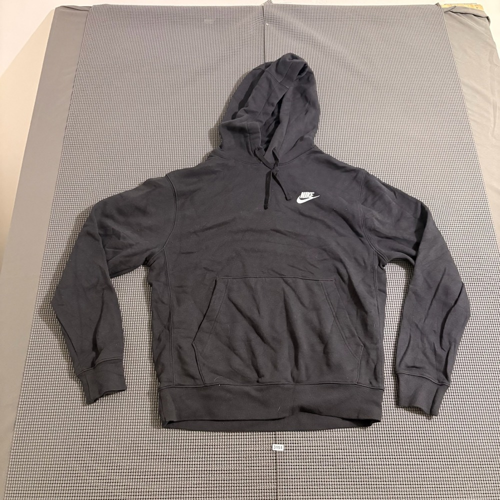 Nike Mens Black Pullover Hoodie Small White Logo Size S